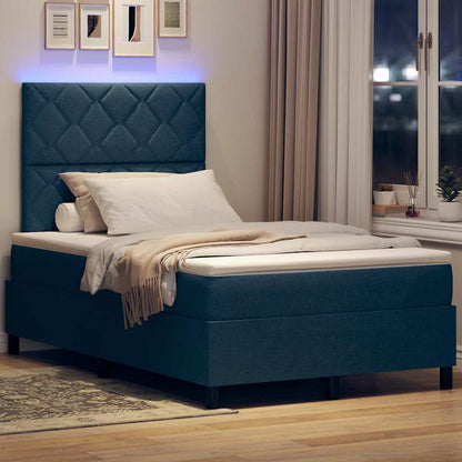 Letto a molle con strisce LED Blu 120 x 200 cm Tessuto | homemem39