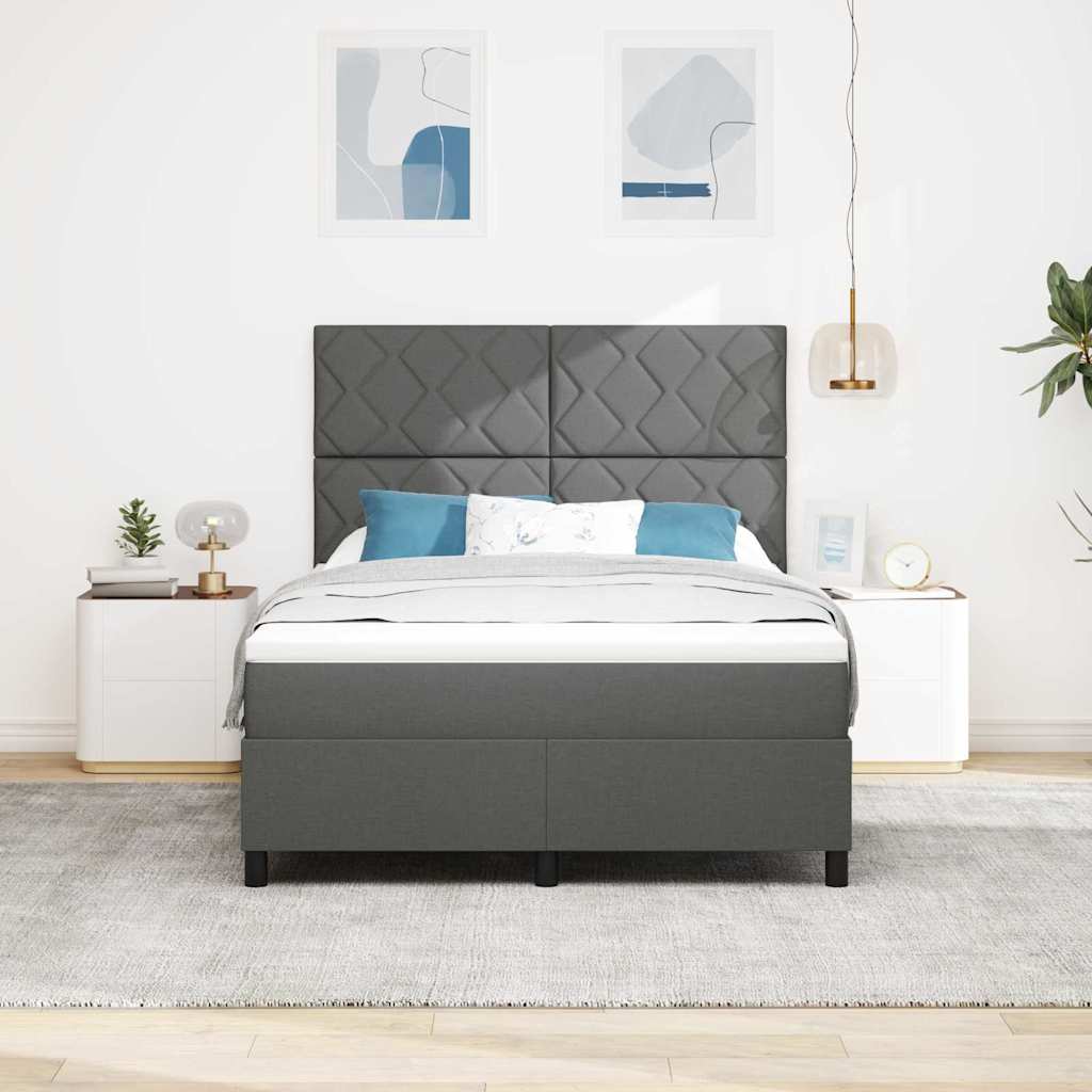 Letto a molle con strisce LED Grigio scuro 140 x 200 cm Tessuto | homemem39