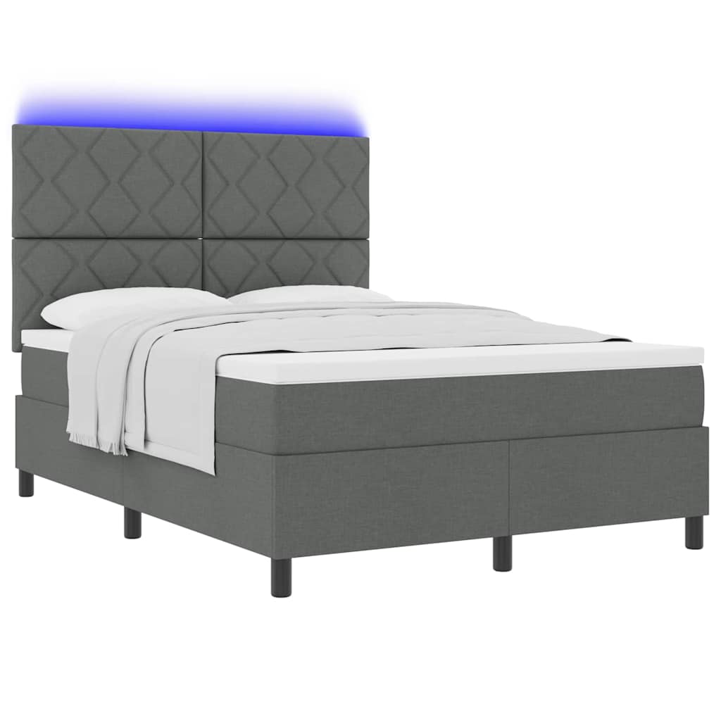 Letto a molle con strisce LED Grigio scuro 140 x 200 cm Tessuto | homemem39