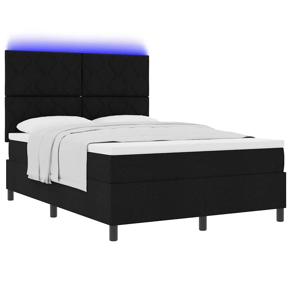 Letto a molle con strisce LED Nero 140 x 200 cm Tessuto | homemem39