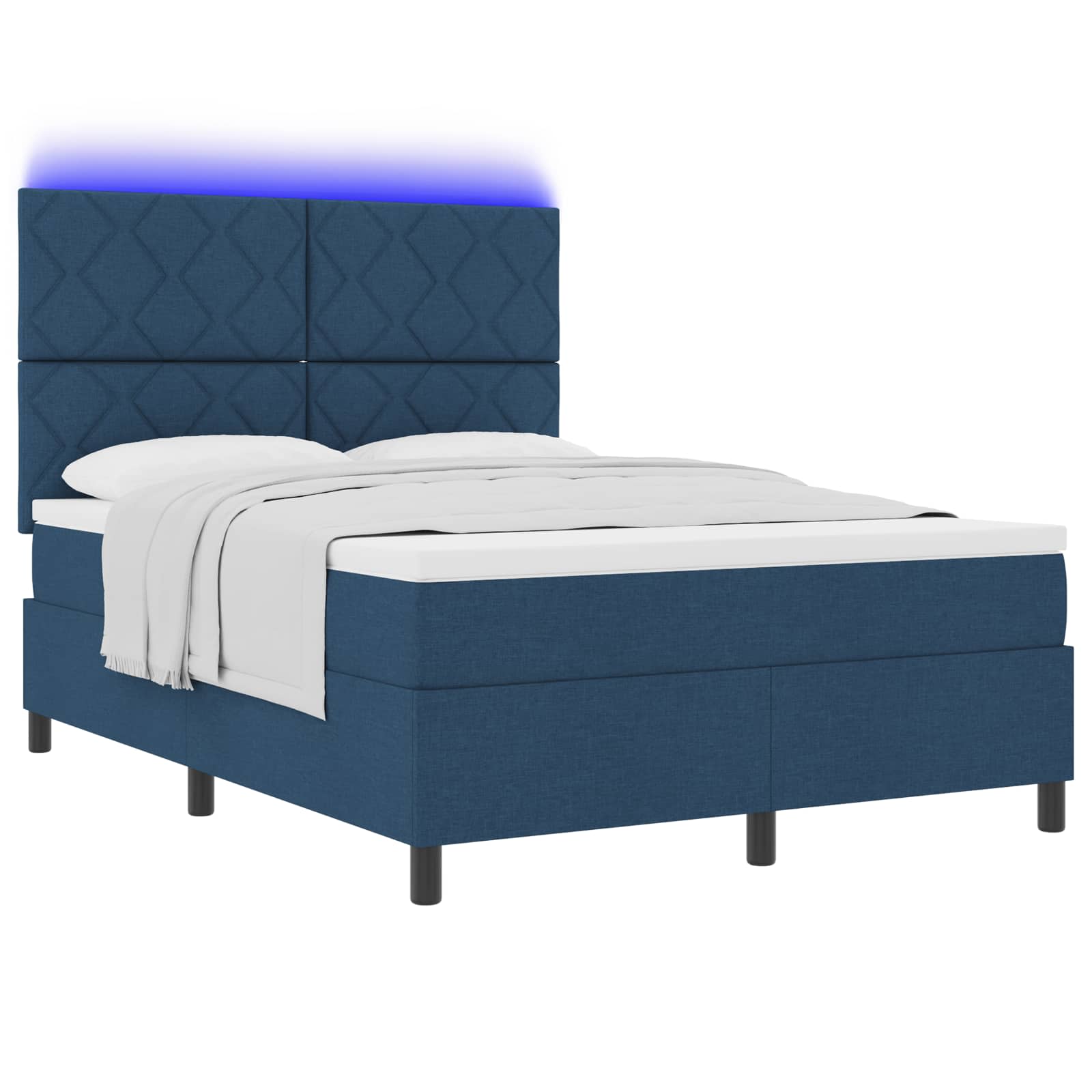 Letto a molle con strisce LED Blu 140 x 200 cm Tessuto | homemem39