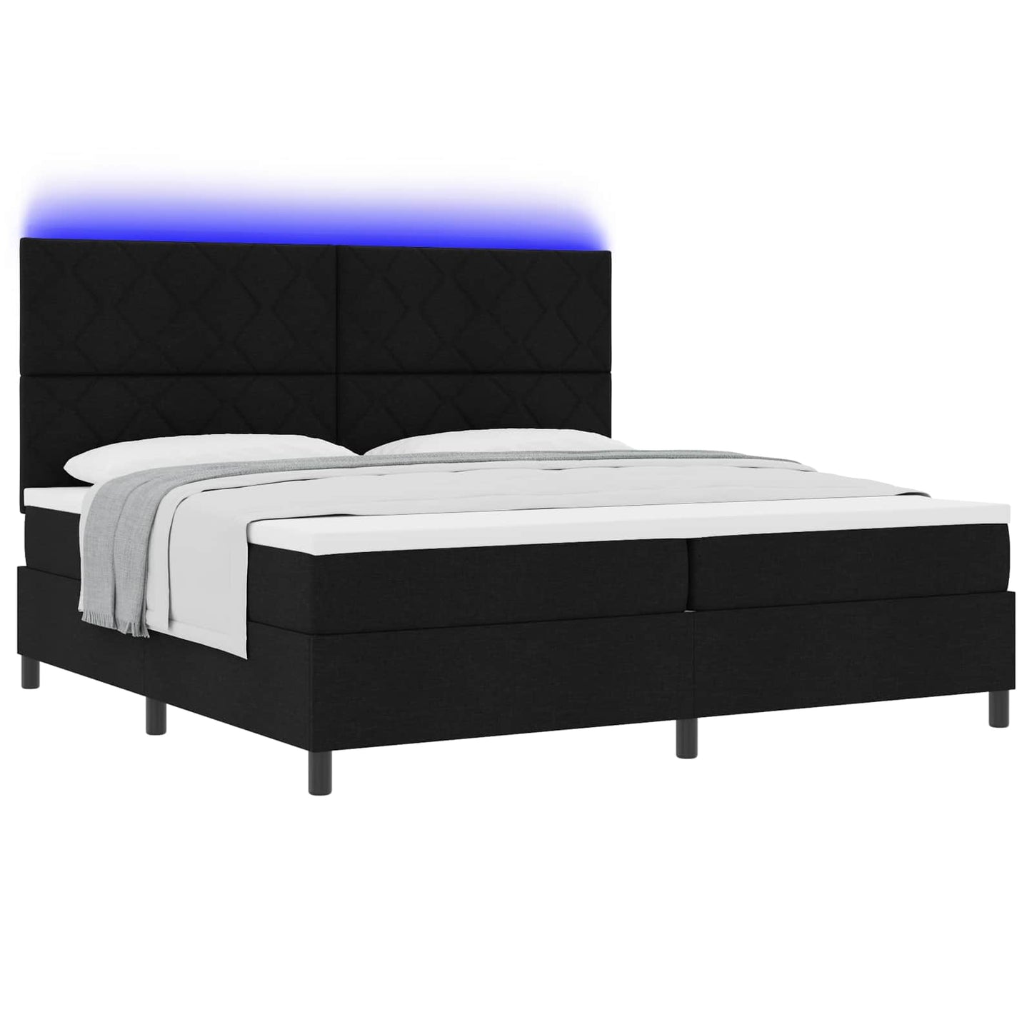 Letto a molle con materasso con led Nero 200 x 200 cm Tessuto | homemem39