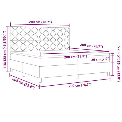 Letto a molle con materasso con led Nero 200 x 200 cm Tessuto | homemem39