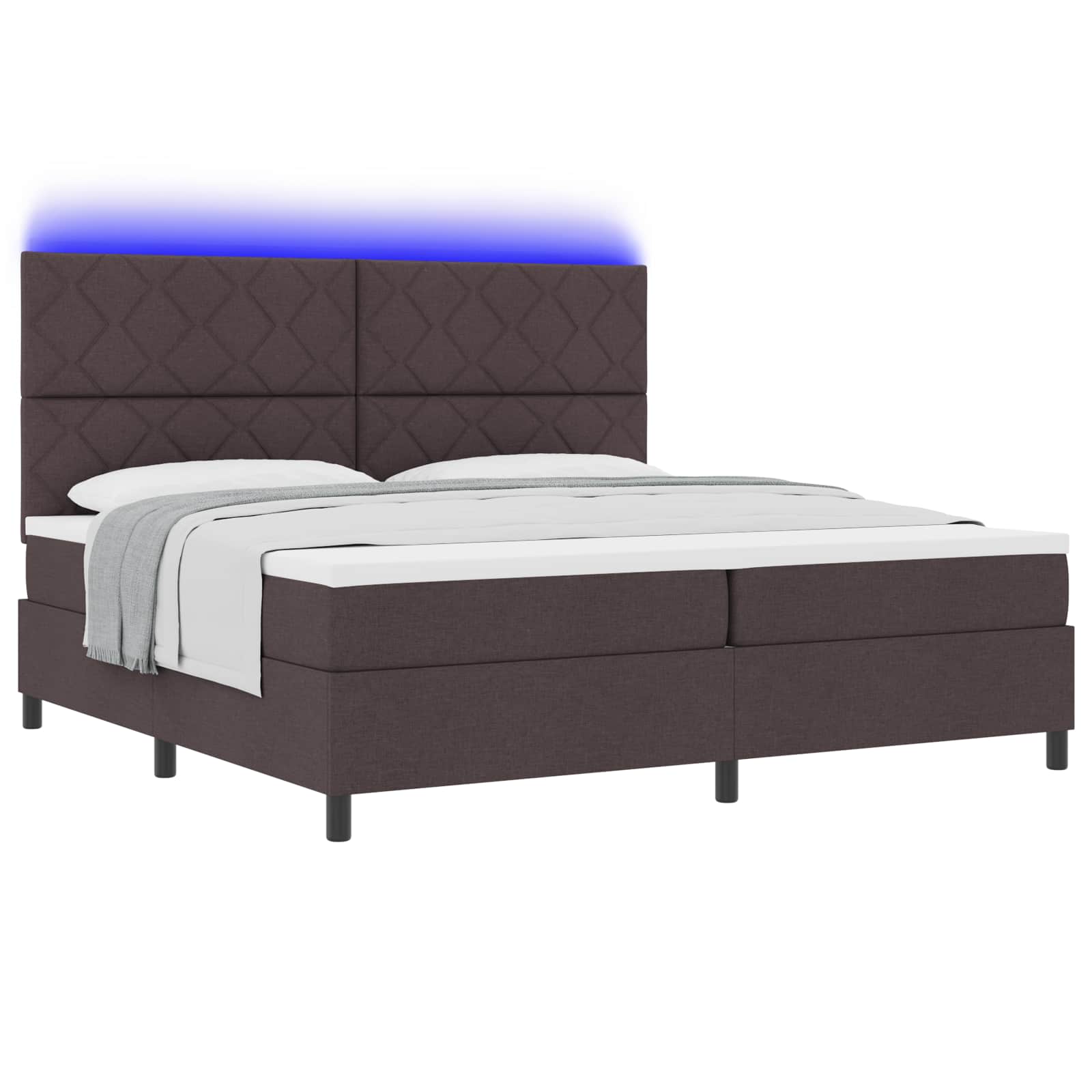 Letto a molle con materasso Marrone scuro 200 x 200 cm Tessuto | homemem39