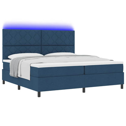 Letto a molle con strisce LED Blu 200 x 200 cm Tessuto | homemem39