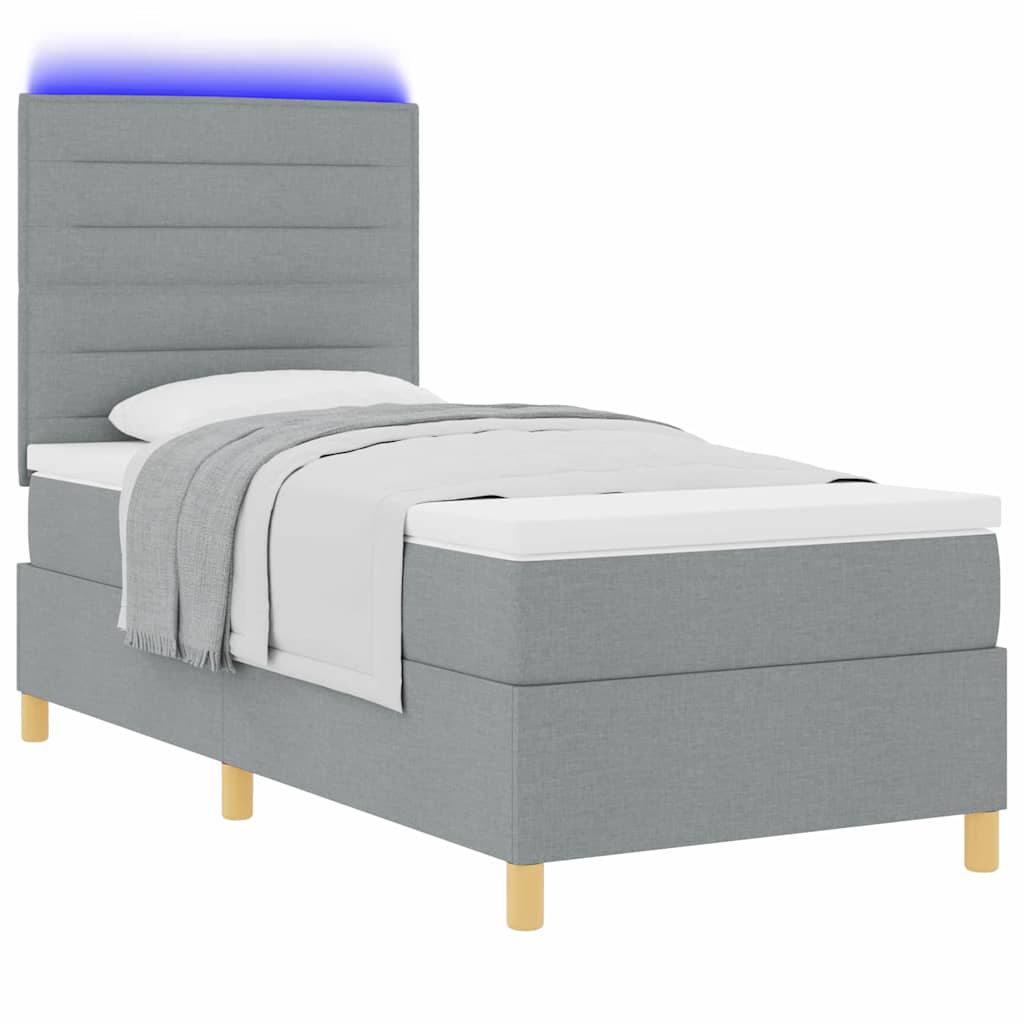 Letto a Sorgente LED Grigio chiaro 80 x 200 cm Tessuto | homemem39