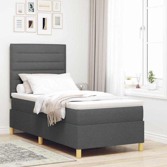 Letto a Sorgente LED Grigio scuro 80 x 200 cm Tessuto