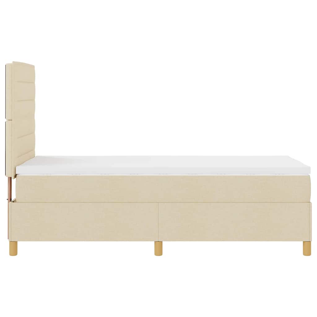 Letto a Sorgente LED con materasso Crema 80 x 200 cm Tessuto
