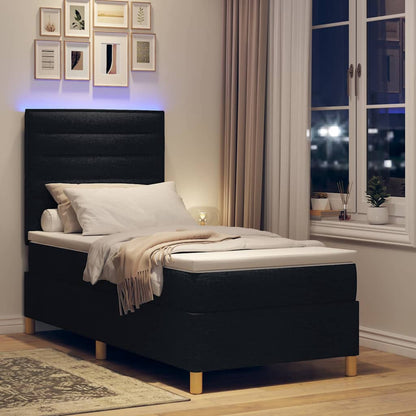 Letto a Sorgente LED con materasso Nero 90 x 190 cm Tessuto | homemem39