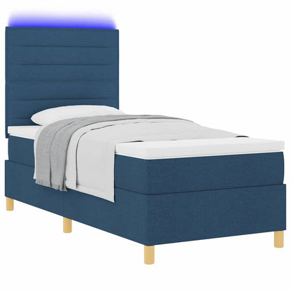 Letto a Sorgente LED con materasso Blu 90 x 190 cm Tessuto | homemem39