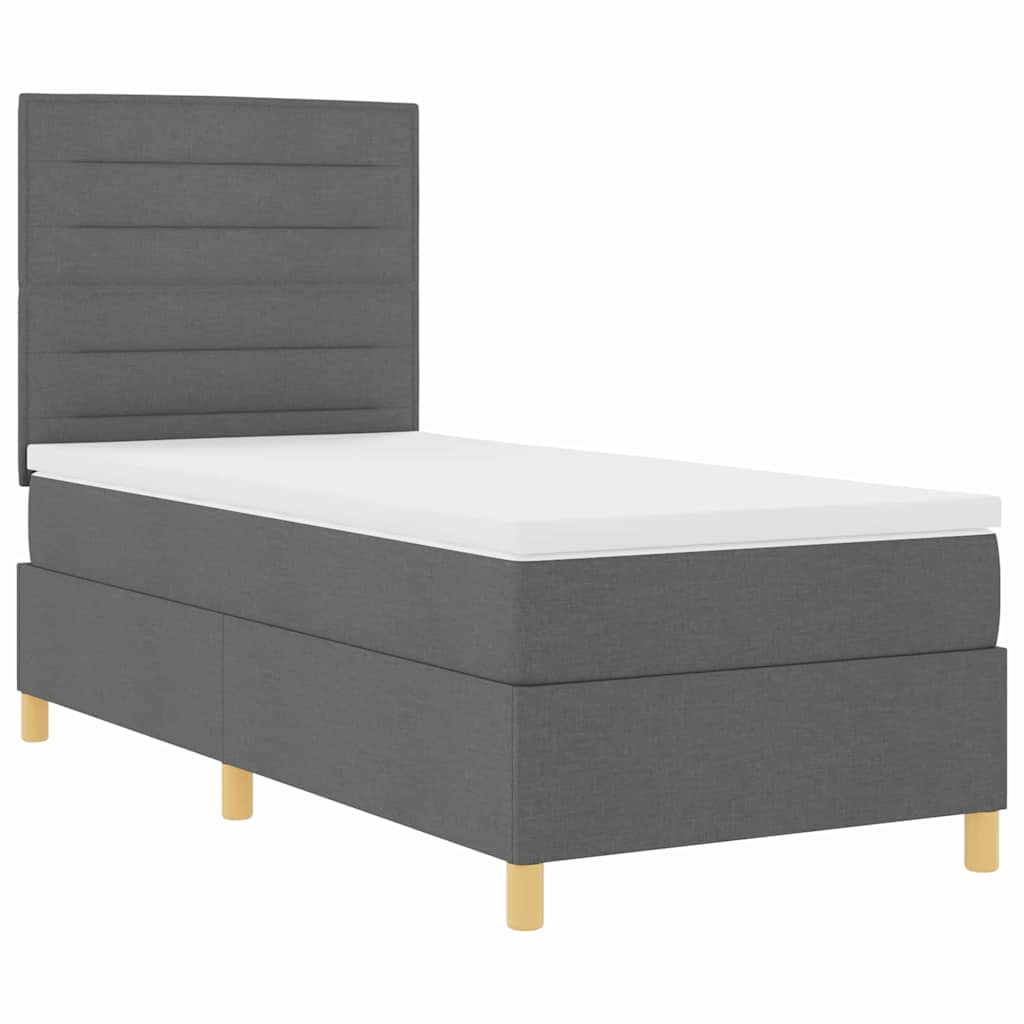Letto a Sorgente LED Grigio scuro 90 x 200 cm Tessuto