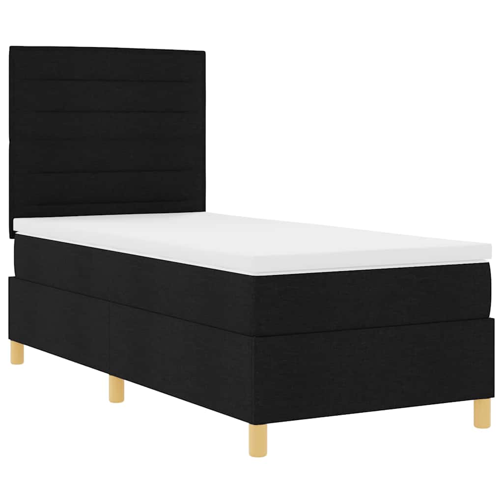 Letto a Sorgente LED con materasso Nero 90 x 200 cm Tessuto