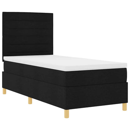 Letto a Sorgente LED con materasso Nero 90 x 200 cm Tessuto