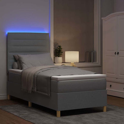Letto a Sorgente LED Grigio chiaro 100 x 200 cm Tessuto