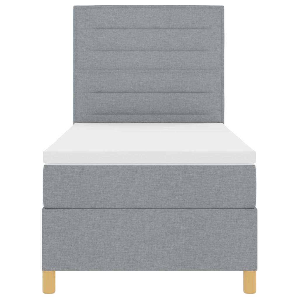 Letto a Sorgente LED Grigio chiaro 100 x 200 cm Tessuto