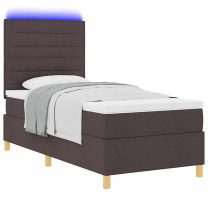 Letto a Sorgente LED Marrone Scuro 100 x 200 cm Tessuto | homemem39
