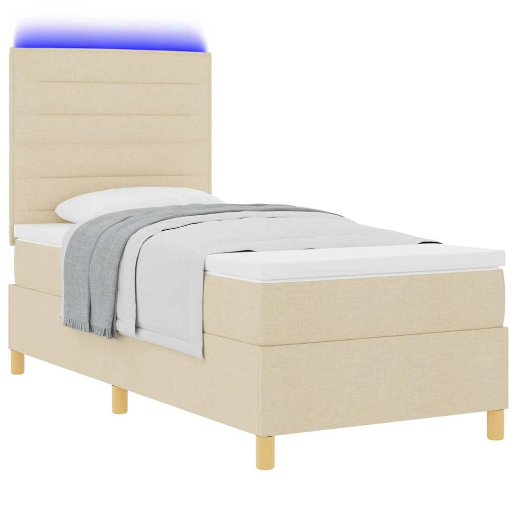 Letto a Sorgente LED con materasso Crema 100 x 200 cm Tessuto | homemem39