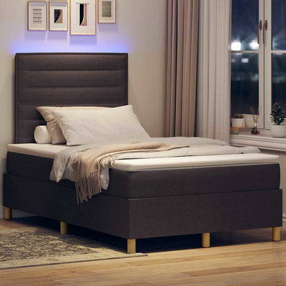 Letto a Sorgente LED Marrone Scuro 120 x 190 cm Tessuto | homemem39