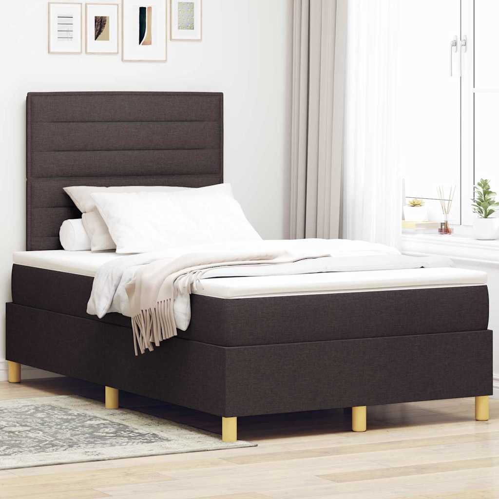 Letto a Sorgente LED Marrone Scuro 120 x 190 cm Tessuto | homemem39