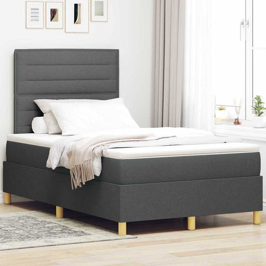 Letto a Sorgente LED Grigio scuro 120 x 200 cm Tessuto | homemem39