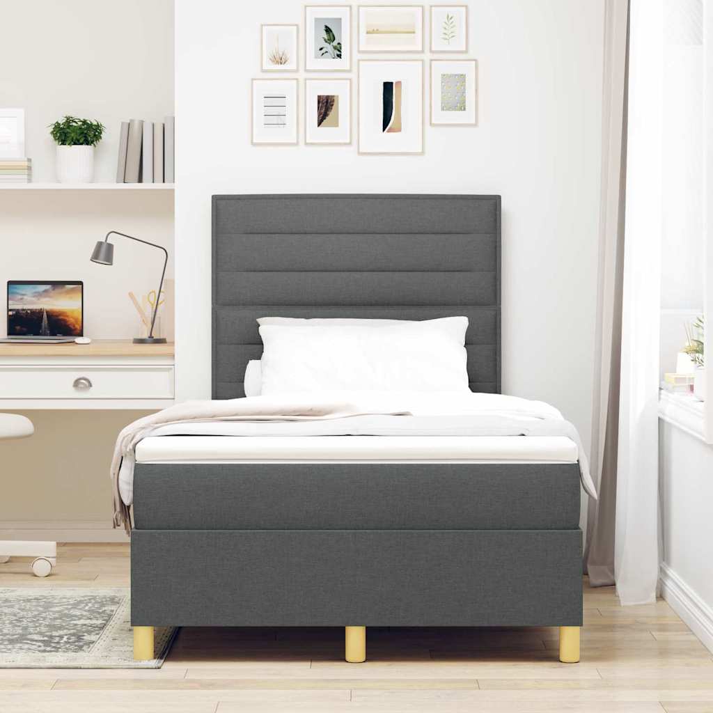 Letto a Sorgente LED Grigio scuro 120 x 200 cm Tessuto | homemem39