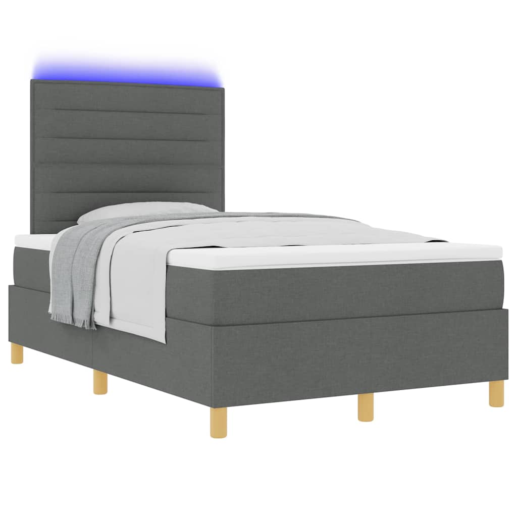 Letto a Sorgente LED Grigio scuro 120 x 200 cm Tessuto | homemem39