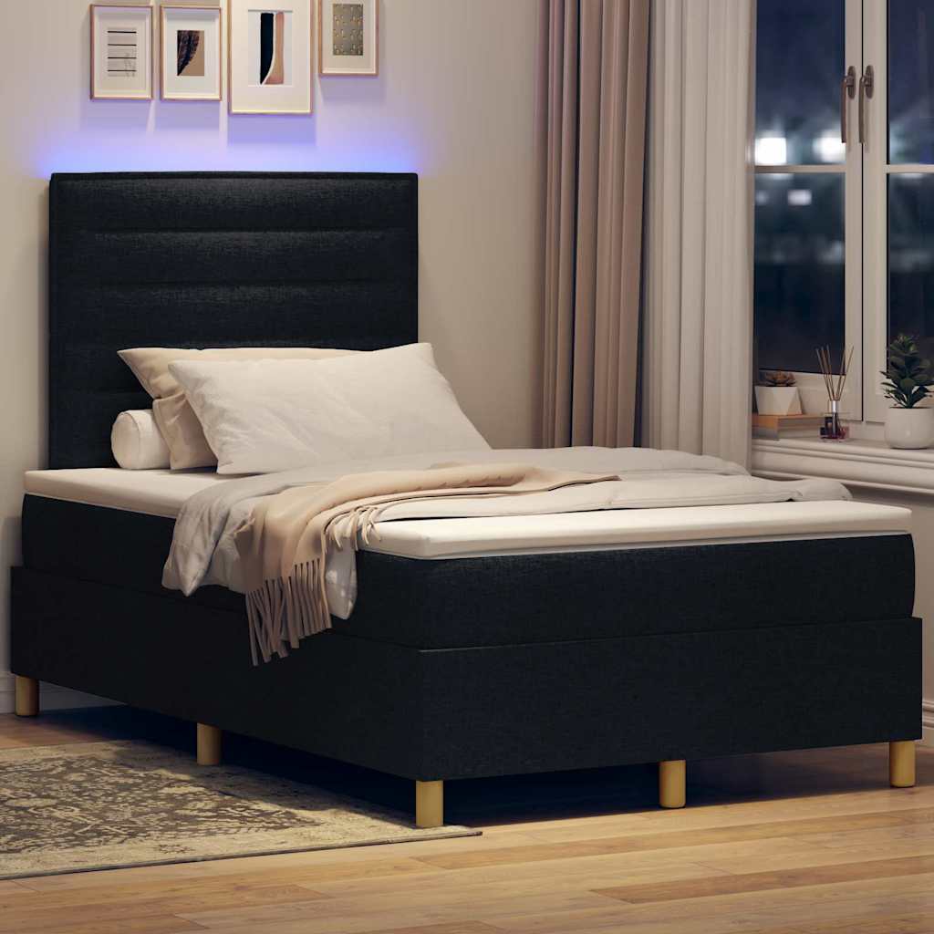 Letto a Sorgente LED con materasso Nero 120 x 200 cm Tessuto | homemem39