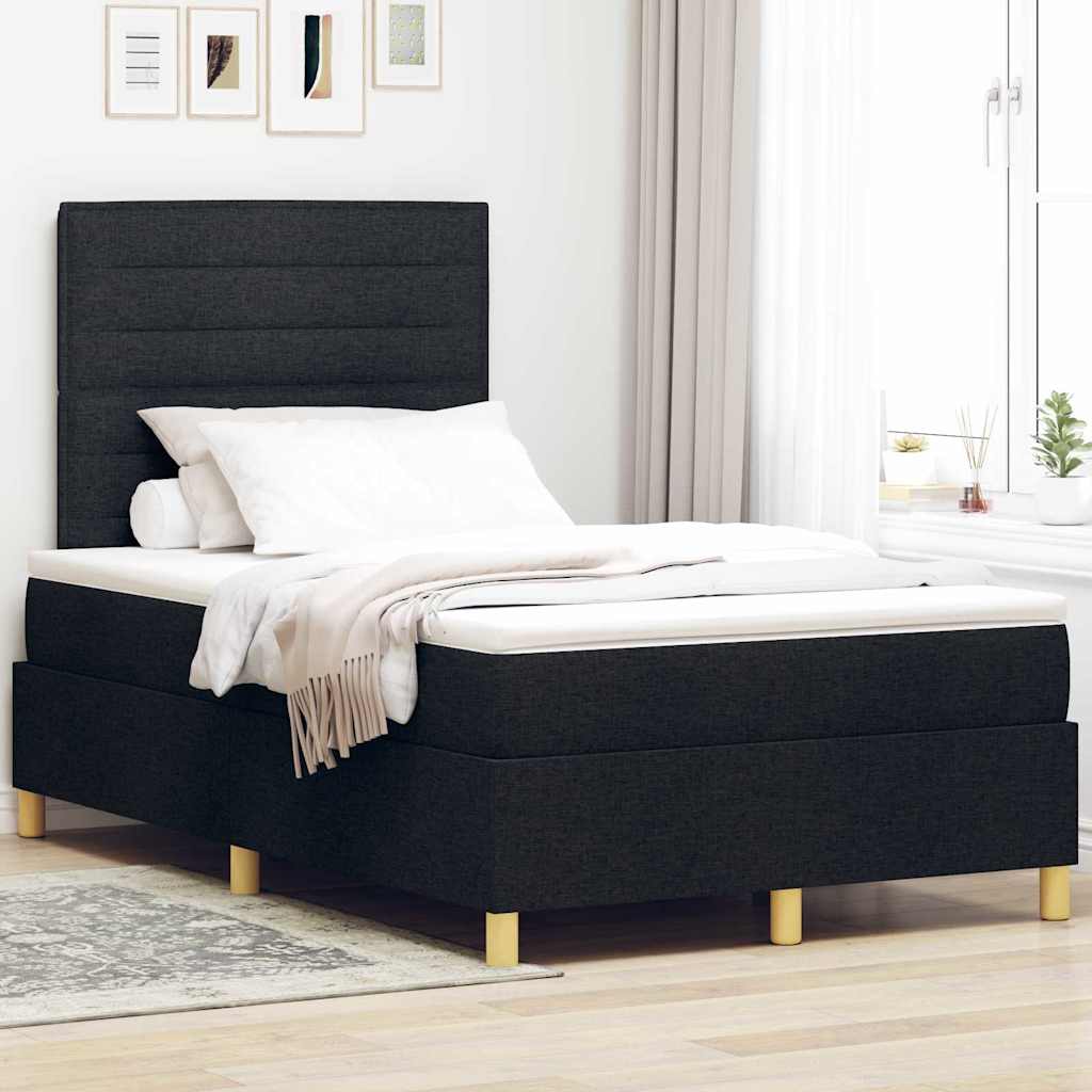 Letto a Sorgente LED con materasso Nero 120 x 200 cm Tessuto | homemem39