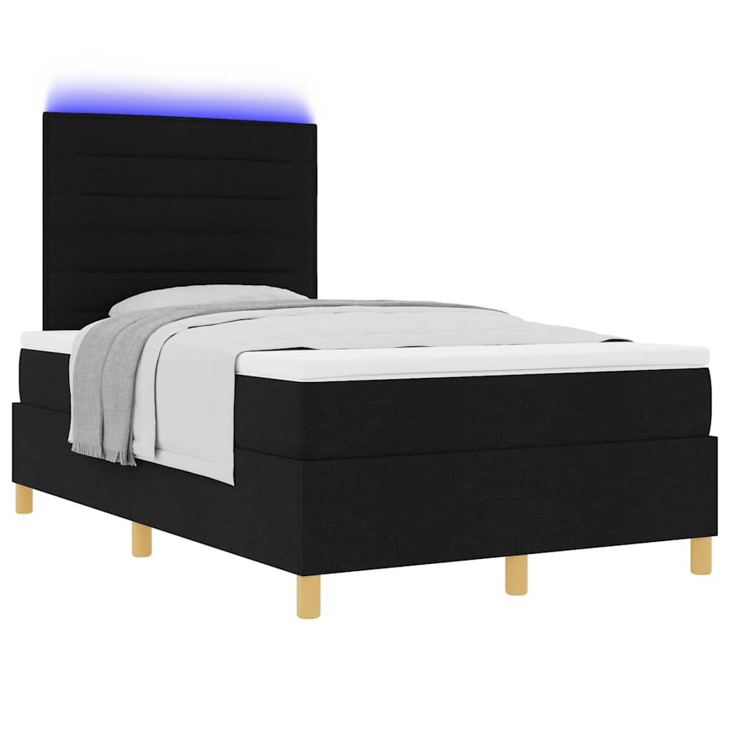 Letto a Sorgente LED con materasso Nero 120 x 200 cm Tessuto | homemem39