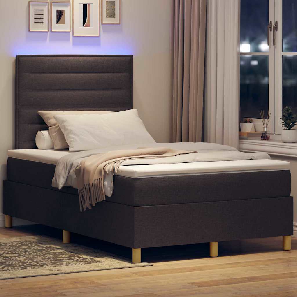 Letto a Sorgente LED Marrone Scuro 120 x 200 cm Tessuto | homemem39