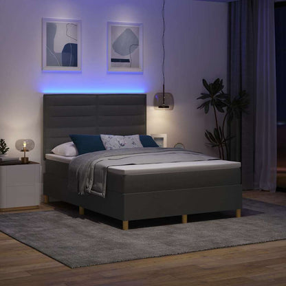 Letto a Sorgente LED Grigio scuro 140 x 190 cm Tessuto