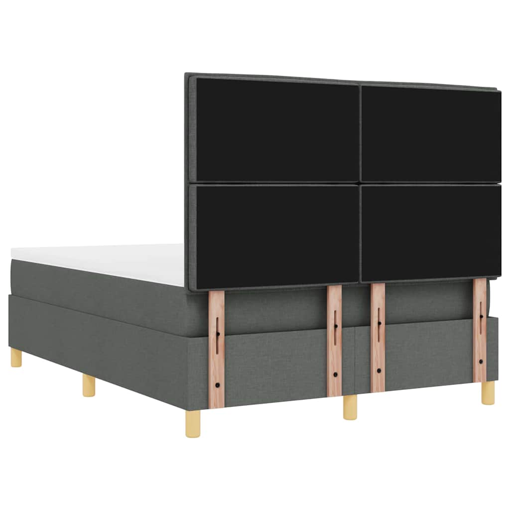 Letto a Sorgente LED Grigio scuro 140 x 190 cm Tessuto