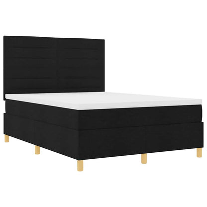Letto a Sorgente LED con materasso Nero 140 x 190 cm Tessuto | homemem39