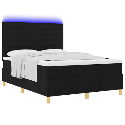 Letto a Sorgente LED con materasso Nero 140 x 190 cm Tessuto | homemem39