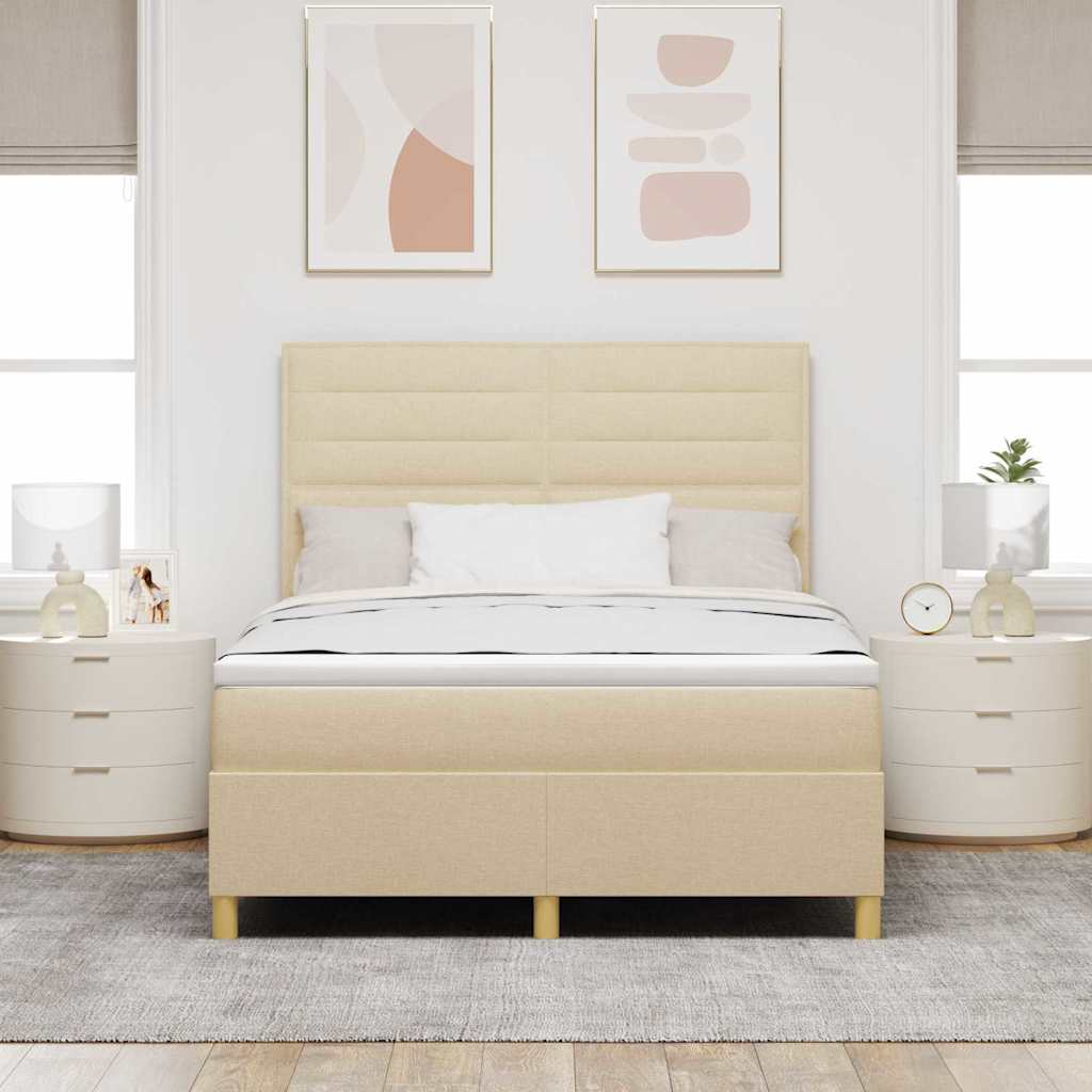 Letto a Sorgente LED con materasso Crema 140 x 190 cm Tessuto | homemem39