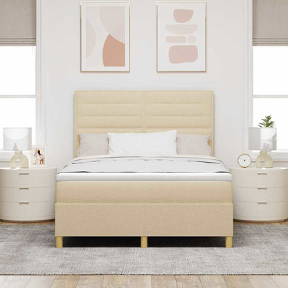 Letto a Sorgente LED con materasso Crema 140 x 190 cm Tessuto | homemem39