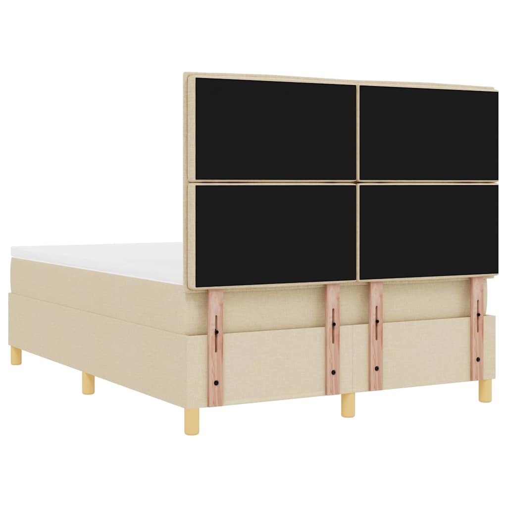 Letto a Sorgente LED con materasso Crema 140 x 190 cm Tessuto | homemem39