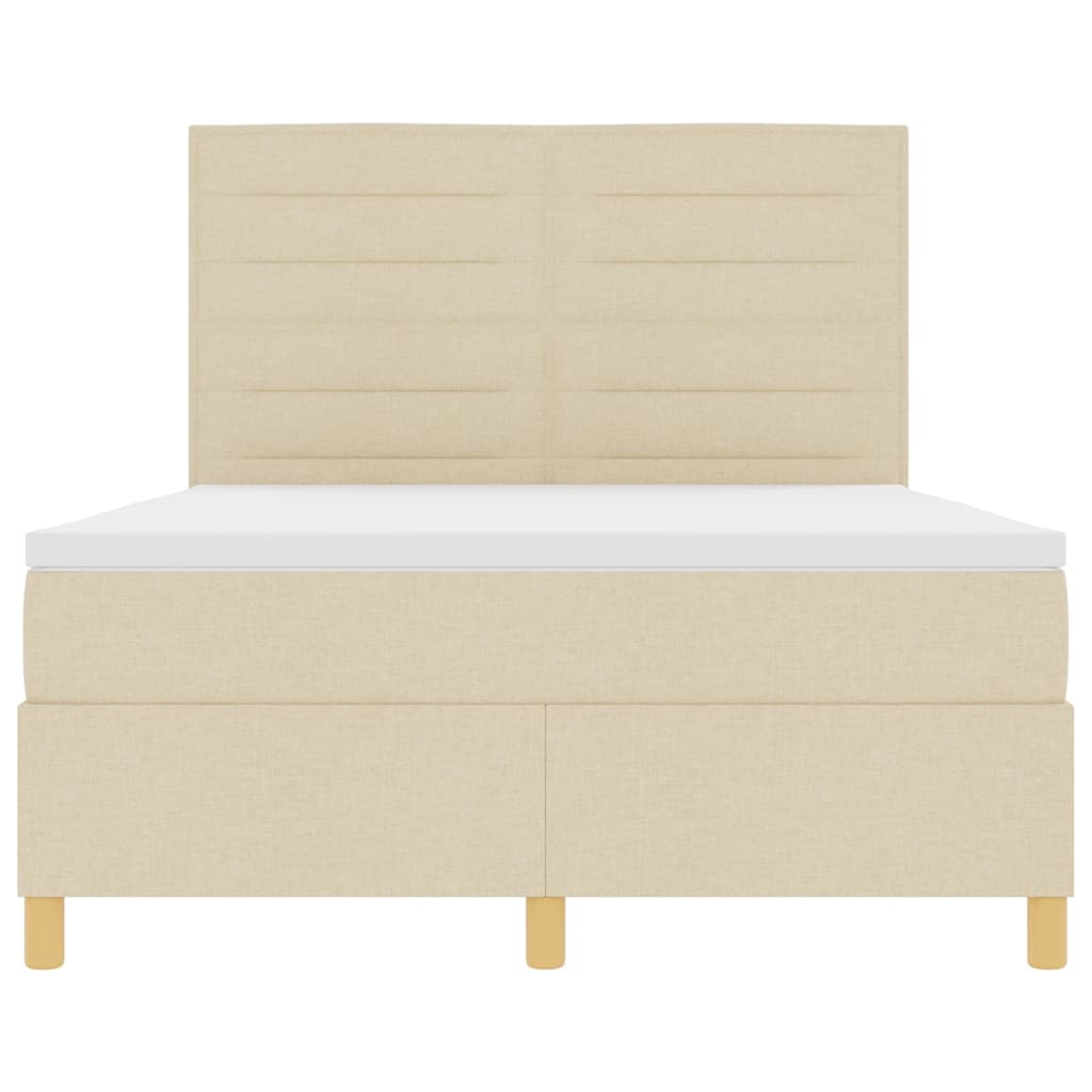 Letto a Sorgente LED con materasso Crema 140 x 190 cm Tessuto | homemem39