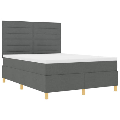 Letto a Sorgente LED Grigio scuro 140 x 200 cm Tessuto