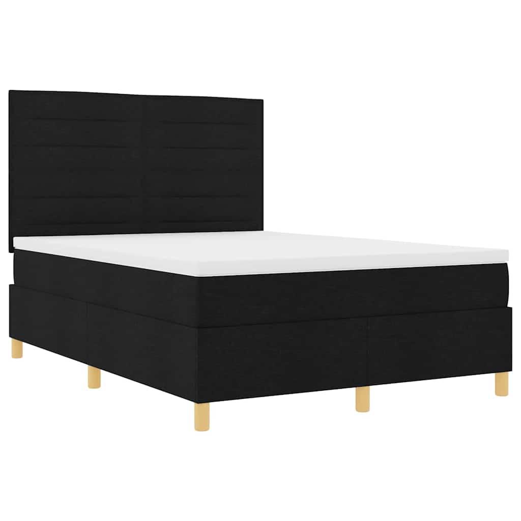 Letto a Sorgente LED con materasso Nero 140 x 200 cm Tessuto | homemem39