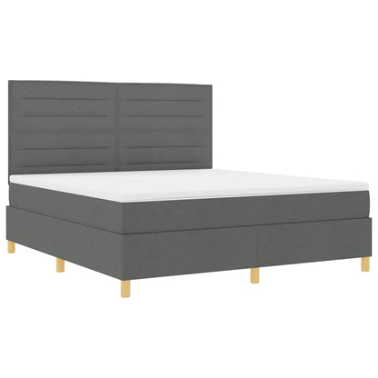 Letto a Sorgente LED Grigio scuro 180 x 200 cm Tessuto