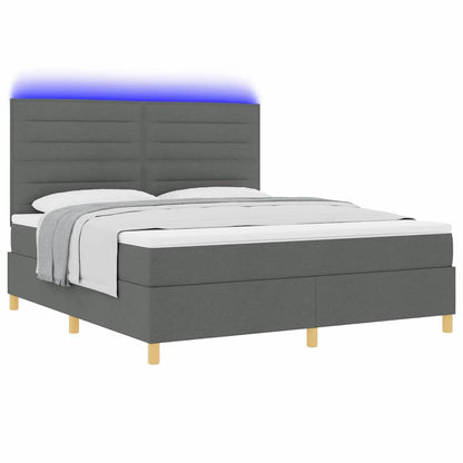 Letto a Sorgente LED Grigio scuro 180 x 200 cm Tessuto