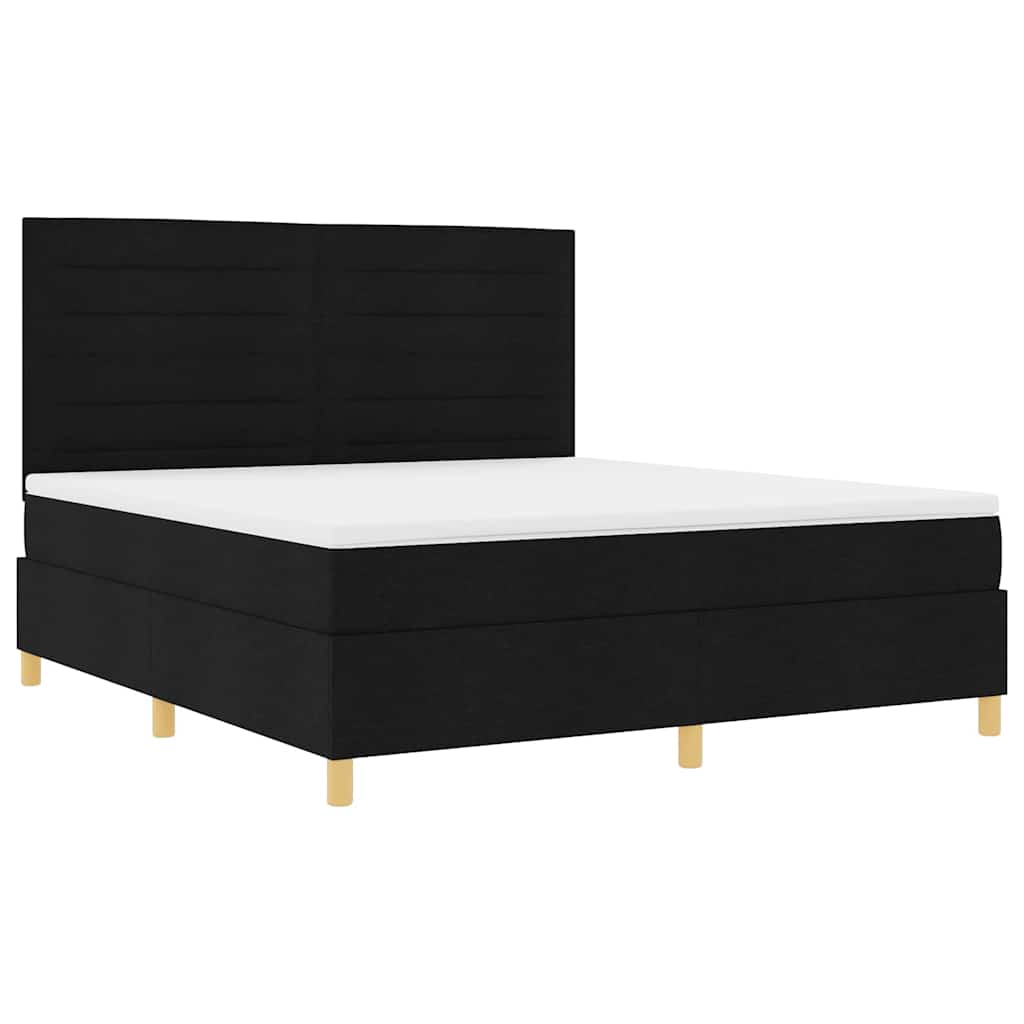 Letto a Sorgente LED con materasso Nero 180 x 200 cm Tessuto