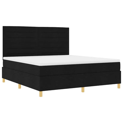 Letto a Sorgente LED con materasso Nero 180 x 200 cm Tessuto