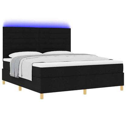 Letto a Sorgente LED con materasso Nero 180 x 200 cm Tessuto
