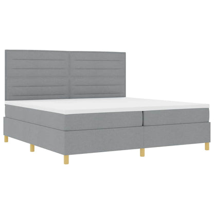 Letto a Sorgente LED Grigio chiaro 200 x 200 cm Tessuto