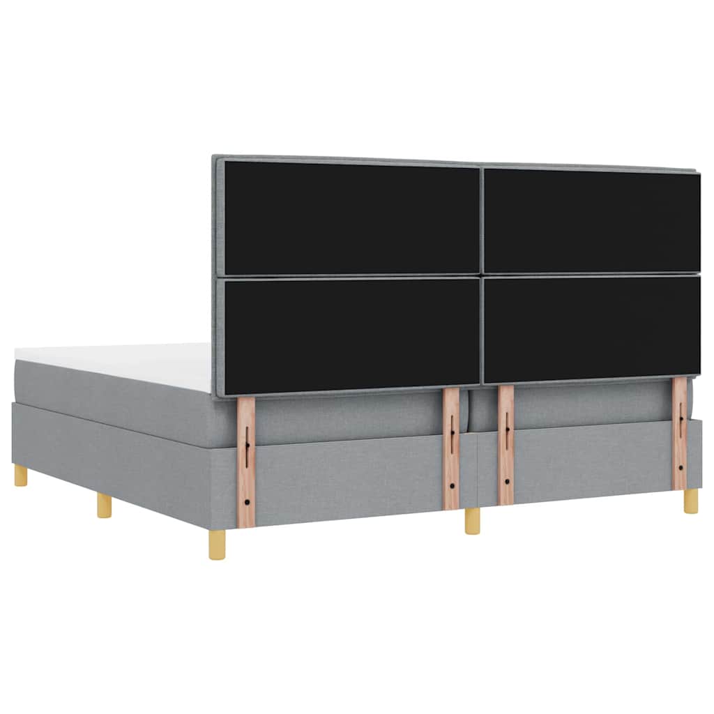 Letto a Sorgente LED Grigio chiaro 200 x 200 cm Tessuto