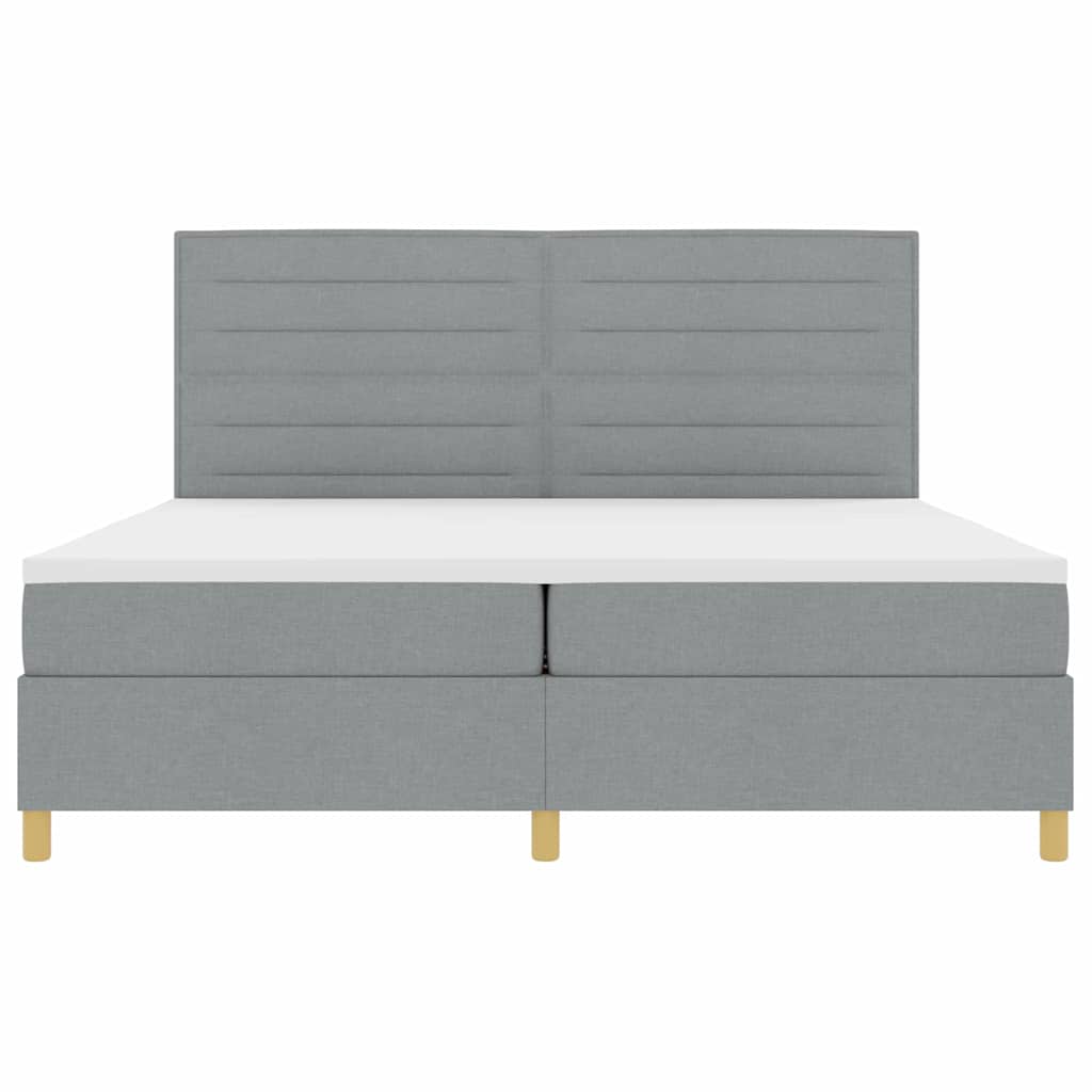 Letto a Sorgente LED Grigio chiaro 200 x 200 cm Tessuto