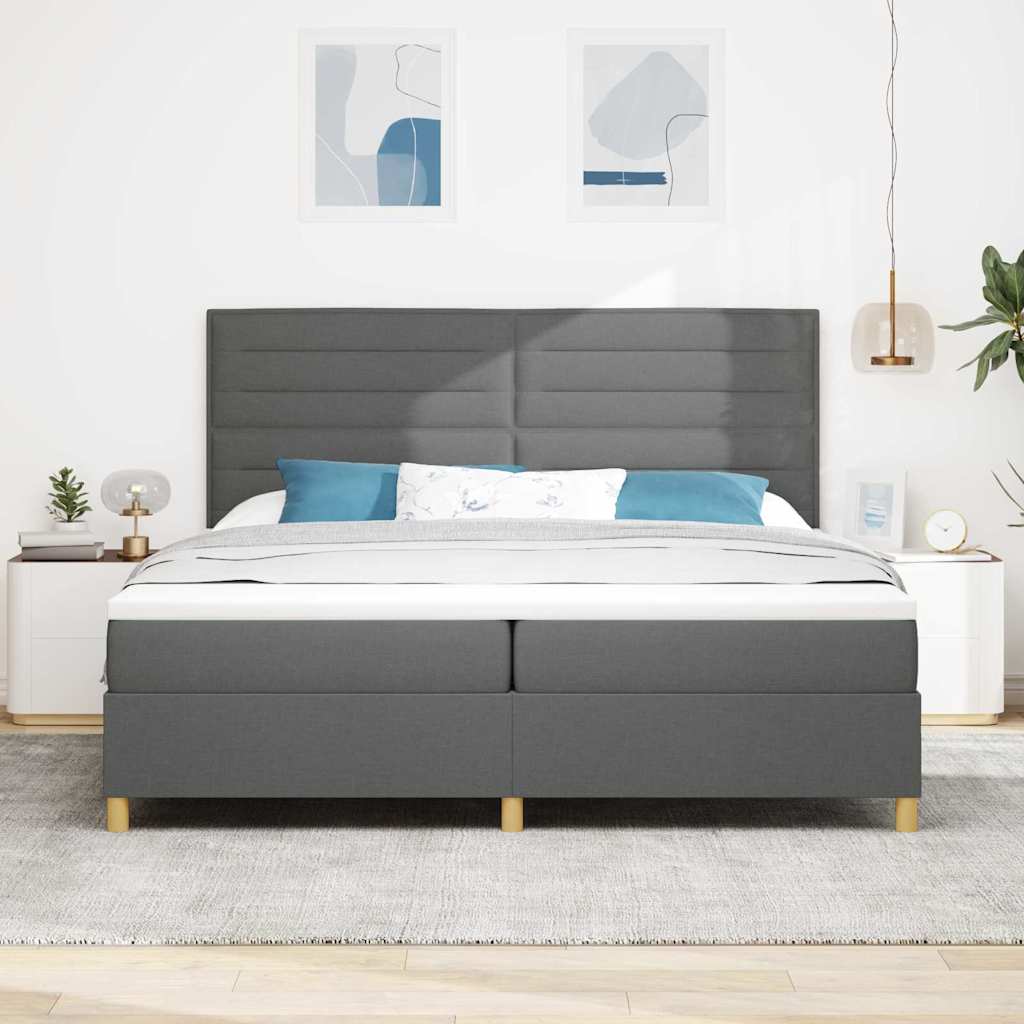 Letto a Sorgente LED Grigio scuro 200 x 200 cm Tessuto | homemem39