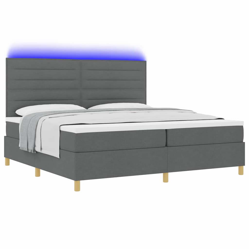 Letto a Sorgente LED Grigio scuro 200 x 200 cm Tessuto | homemem39